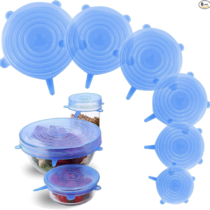 6 pcs 100% Food-grade silicone stretchy food storage lid set