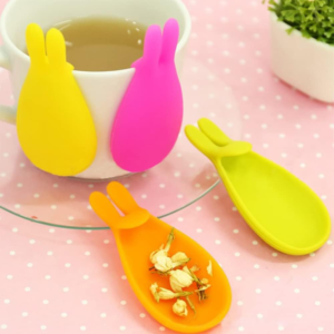 Rabbit-shaped silicone tea bag holder and spoon rest (2-in-1)
