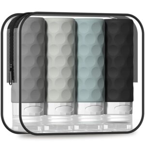 4pcs 3oz Silicone mesh portable travel Gel dispensing bottle kit