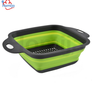 Square collapsible fruit and vegetable washing colander
