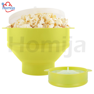 High-temperature resistant foldable silicone popcorn bowl with lid
