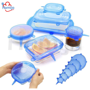 6 pcs 100% Food-grade silicone stretchy food storage lid set