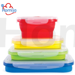 4 pcs food-grade silicone foldable high-temperature resistant portable lunch box
